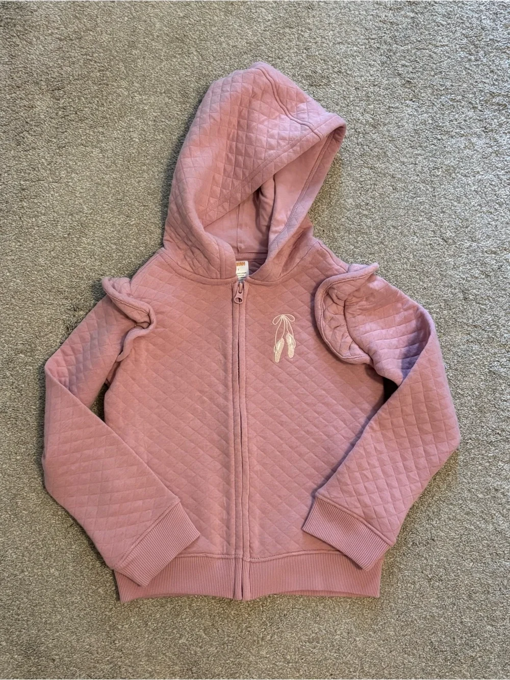 NWT Gymboree Quilted Hooded Zip-Up Sweatshirt with Ballet Slipper Detail Size 7